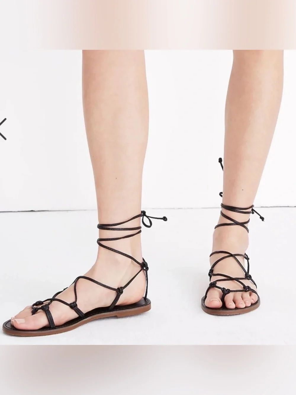 Women's Black Lace-Up Gladiator Sandals